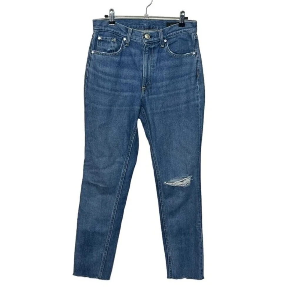 Rag & Bone High Rise Ankle Skinny Jeans Pamela Distressed Frayed Women’s Size 27